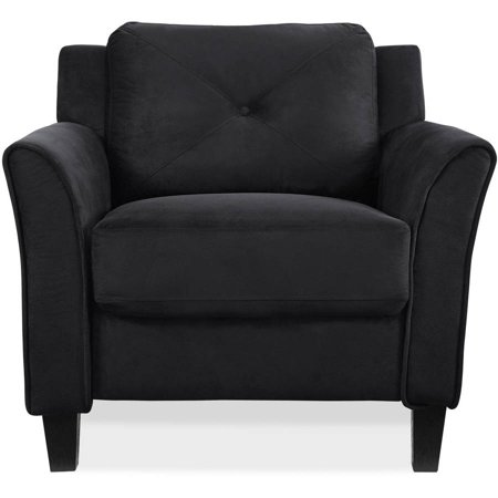 Life Black : Ghế Sofa Đơn Với Tay Vịn Cong, Vải Màu Đen
